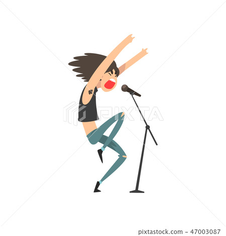 Rock musician, male singer singing into... - Stock Illustration [47003087] - PIXTA