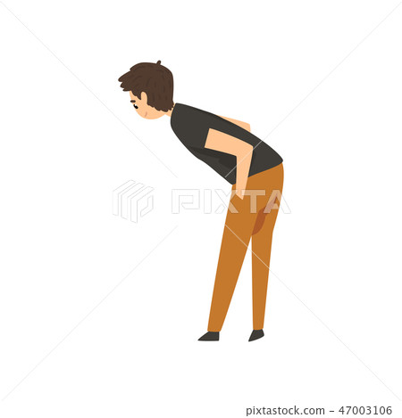 Young man looking at something, male pet owner vector Illustration 47003106