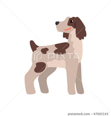 White dog with brown spots, funny pet character, furry human friend vector Illustration White dog with brown spots, funny pet character, furry human friend vector Illustration 47003143