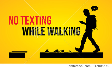 Man No texting while walking banner graphic vector Man No texting while walking banner graphic vector 47003540