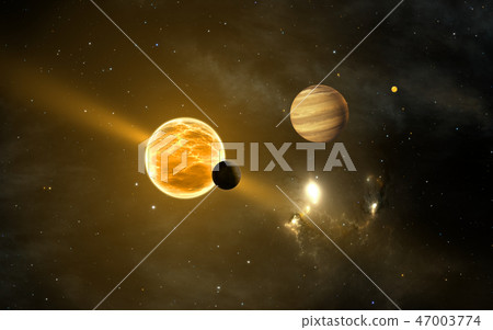 Exoplanets or extrasolar planets, 3D illustration Exoplanets or extrasolar planets, 3D illustration 47003774