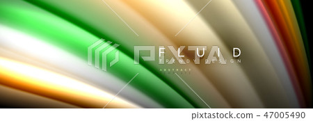 Abstract liquid colorful banner. Trendy wavy dynamic design. Fluid color shapes. 47005490