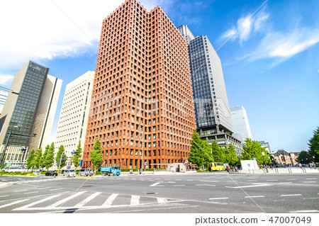 Scenery of office town with main street Scenery of office town with main street 47007049