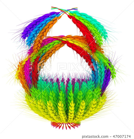 A colorful basket of wheat for Easter Thanksgiving 47007174