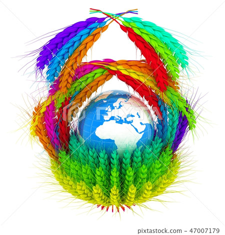 A colorful basket of wheat for Easter A colorful basket of wheat for Easter 47007179