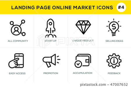 Flat line design concept icons for online shopping - Stock Illustration ...