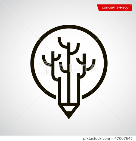 Creative brain pencil logo design 47007645