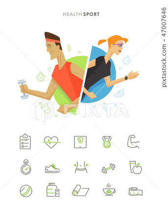 Athletic man and woman symbol illustration icon Athletic man and woman symbol illustration icon 47007646