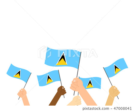 Vector illustration hands holding Saint Lucia flag 47008041