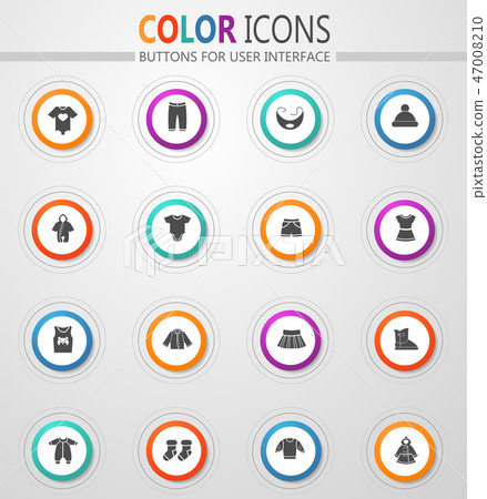 Baby clothes icons set Baby clothes icons set 47008210