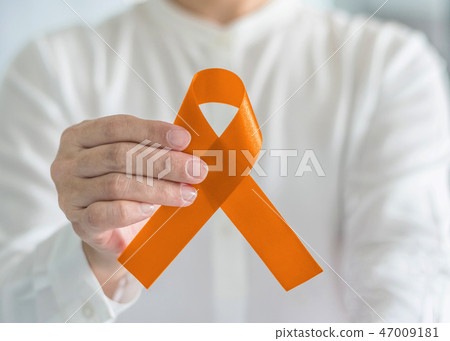 Orange ribbon awareness on Leukemia, Kidney cancer Orange ribbon awareness on Leukemia, Kidney cancer 47009181