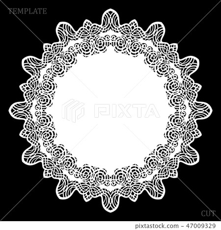 Lace round paper doily, lacy snowflake Lace round paper doily, lacy snowflake 47009329