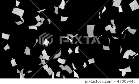Blown empty paper isolated on black background. Documents flying Blown empty paper isolated on black background. Documents flying 47009443