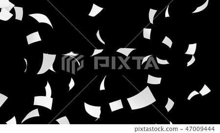 Blown empty paper isolated on black background. Documents flying Blown empty paper isolated on black background. Documents flying 47009444