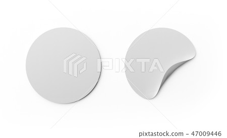 Blank white round stickers or tag template isolated on white bac Blank white round stickers or tag template isolated on white bac 47009446