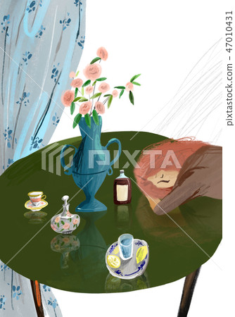 婦女和護理護理在桌子上 47010431