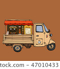 復古色咖啡車、餐車、 47010433