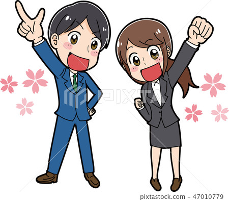 Illustration material of cherry blossom and new employee 47010779