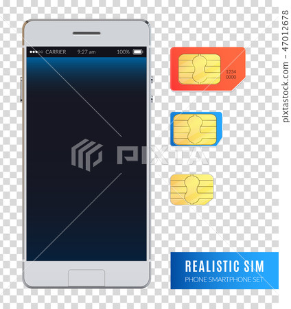 Realistic Sim Phone Smartphone Icon Set 47012678