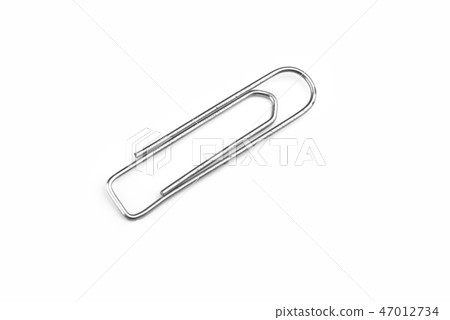Old steel paper clip isolated on white background Old steel paper clip isolated on white background 47012734