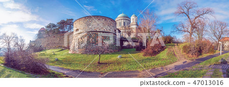 Famous Esztergom basilica, Hungary, purple filter Famous Esztergom basilica, Hungary, purple filter 47013016