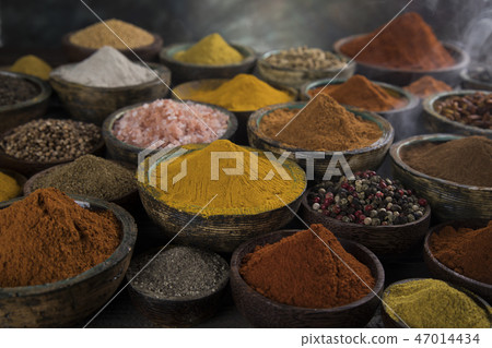 Aromatic spices, smoke and Still Life background Aromatic spices, smoke and Still Life background 47014434