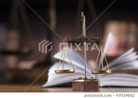 Judges wooden gavel and law Scales 47014682