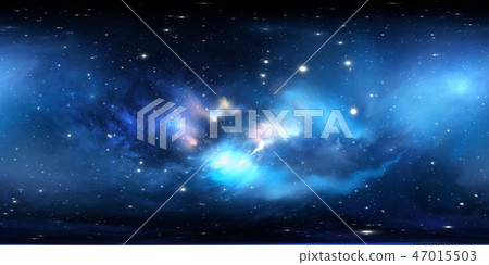 Stellar system and nebula. Panorama 47015503