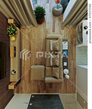 stylish modern interior of the apartment with a be stylish modern interior of the apartment with a be 47015592