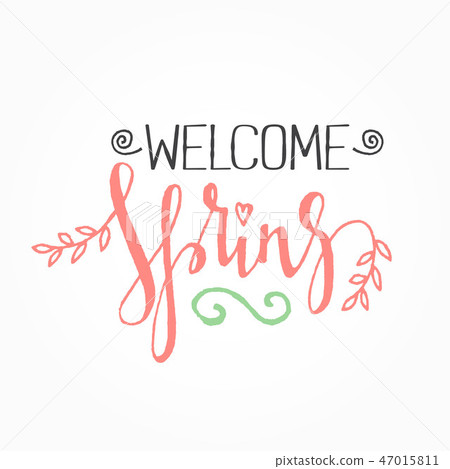 Handwritten calligraphic Spring lettering 47015811