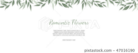 Horisontal botanical vector design banner. Pink rose, eucalyptus, succulents, flowers, greenery Horisontal botanical vector design banner. Pink rose, eucalyptus, succulents, flowers, greenery 47016190