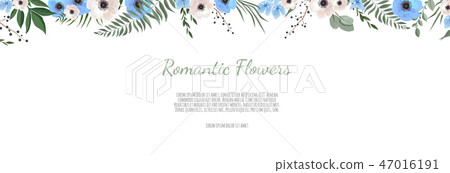 Horisontal botanical vector design banner. Pink rose, eucalyptus, succulents, flowers, greenery Horisontal botanical vector design banner. Pink rose, eucalyptus, succulents, flowers, greenery 47016191