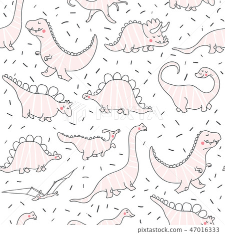 Cute dinosaurs seamless pattern 47016333
