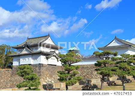 [大阪府]晴朗天氣下的大阪城淺草塔和田野塔 47017453