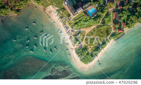 Aerial view of seascape with fishing boats Aerial view of seascape with fishing boats 47020296