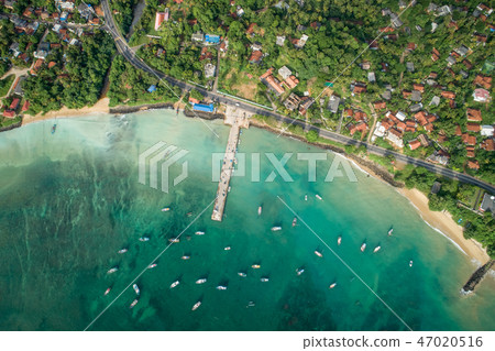 aerial view of coastline and fisherman village aerial view of coastline and fisherman village 47020516