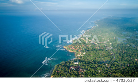 aerial view of coastline and fisherman village aerial view of coastline and fisherman village 47020537
