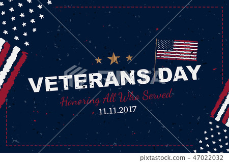 Veterans Day. Greeting card with USA flag on background with texture. National American holiday 47022032