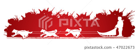Sled Dogs graphic vector. Sled Dogs graphic vector. 47022673