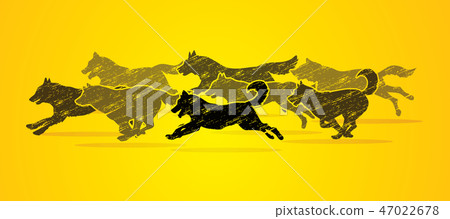 Dogs running graphic vector. - Stock Illustration [47022678] - PIXTA