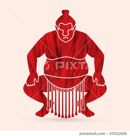 Sumo pose ready to fight graphic vector. Sumo pose ready to fight graphic vector. 47022686