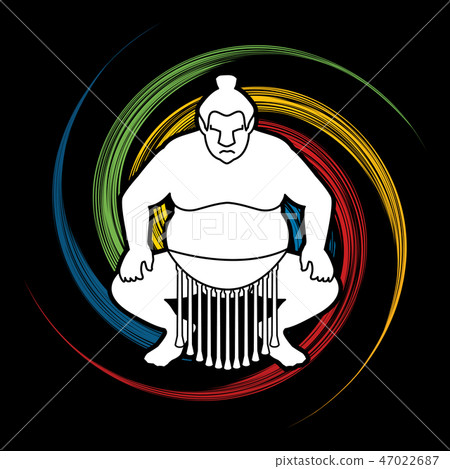 Sumo pose ready to fight graphic vector. Sumo pose ready to fight graphic vector. 47022687