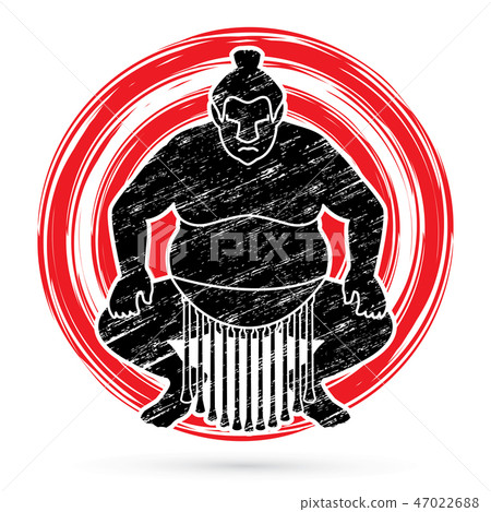 Sumo pose ready to fight graphic vector. Sumo pose ready to fight graphic vector. 47022688