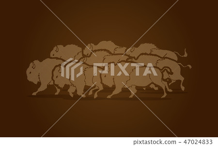 Group of buffalo running graphic vector Group of buffalo running graphic vector 47024833