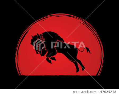 Buffalo Jumping graphic vector Buffalo Jumping graphic vector 47025218