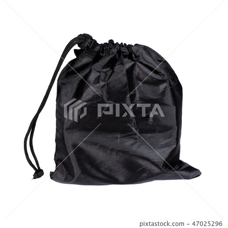Drawstring pack template classic black isolated on white with clipping path. 47025296