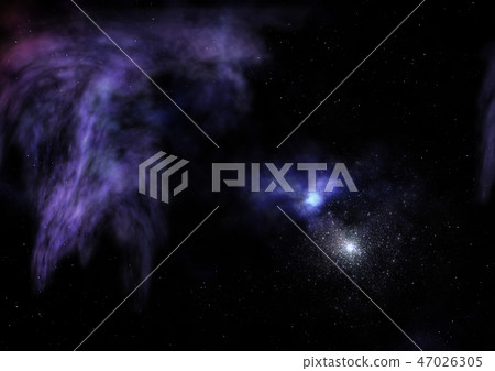 Star field in space and a nebulae. 3D rendering 47026305