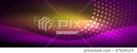 Glowing neon circle line dots, round line design, abstract style on black background. Neon abstract 47026524