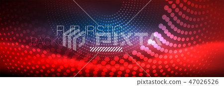 Glowing neon circle line dots, round line design, abstract style on black background. Neon abstract 47026526