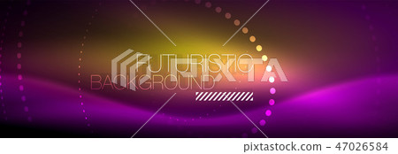 Glowing neon circle line dots, round line design, abstract style on black background. Neon abstract 47026584